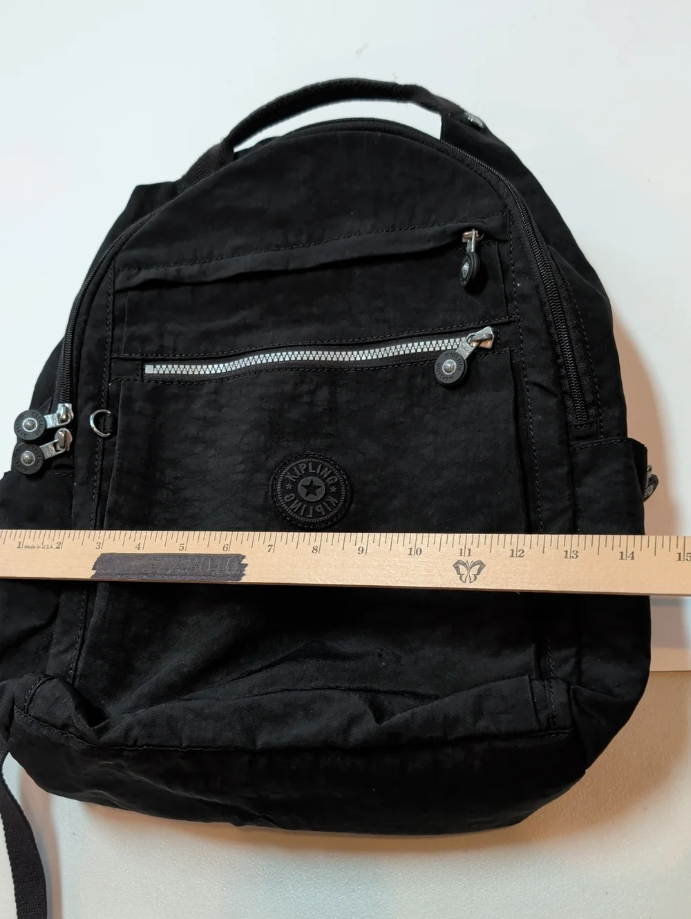 Kipling, Large Black Padded Backpack.